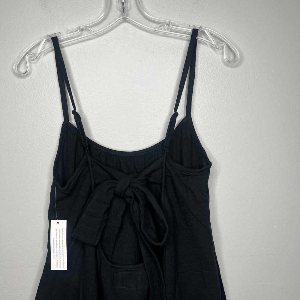 Sol Angeles Long Gauzy Maxi Dress Black M/L Swim Cover Tieback $128 NWT Flowy - Picture 8 of 13